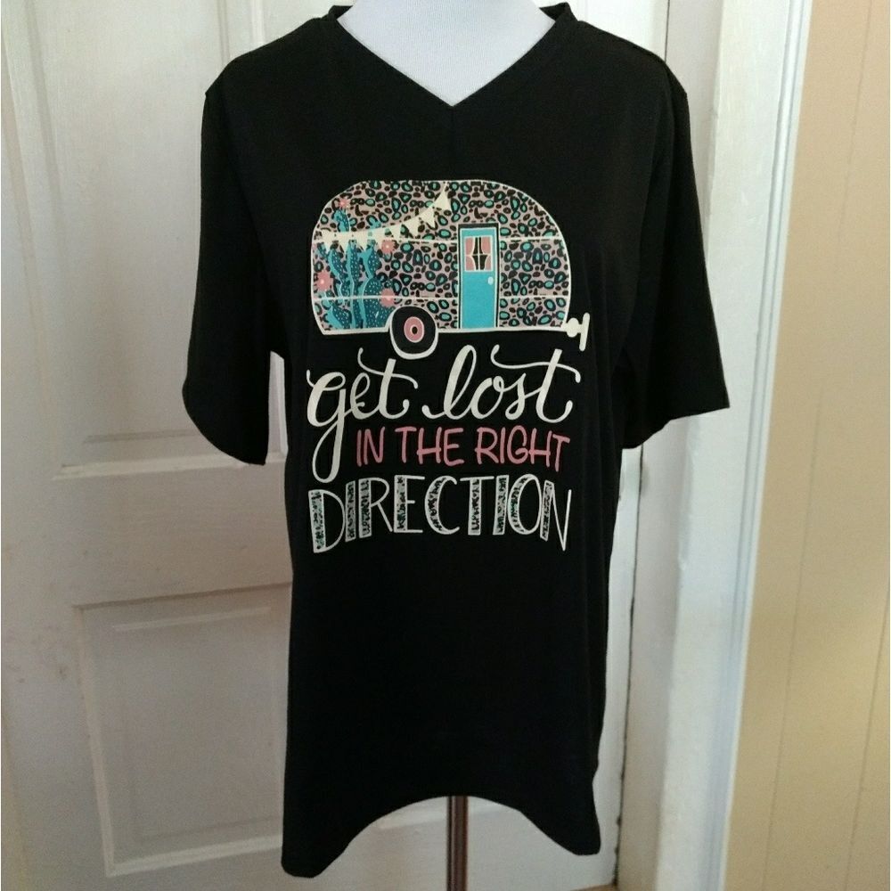 Black "Get Lost in the Right Direction" T-SHIRT